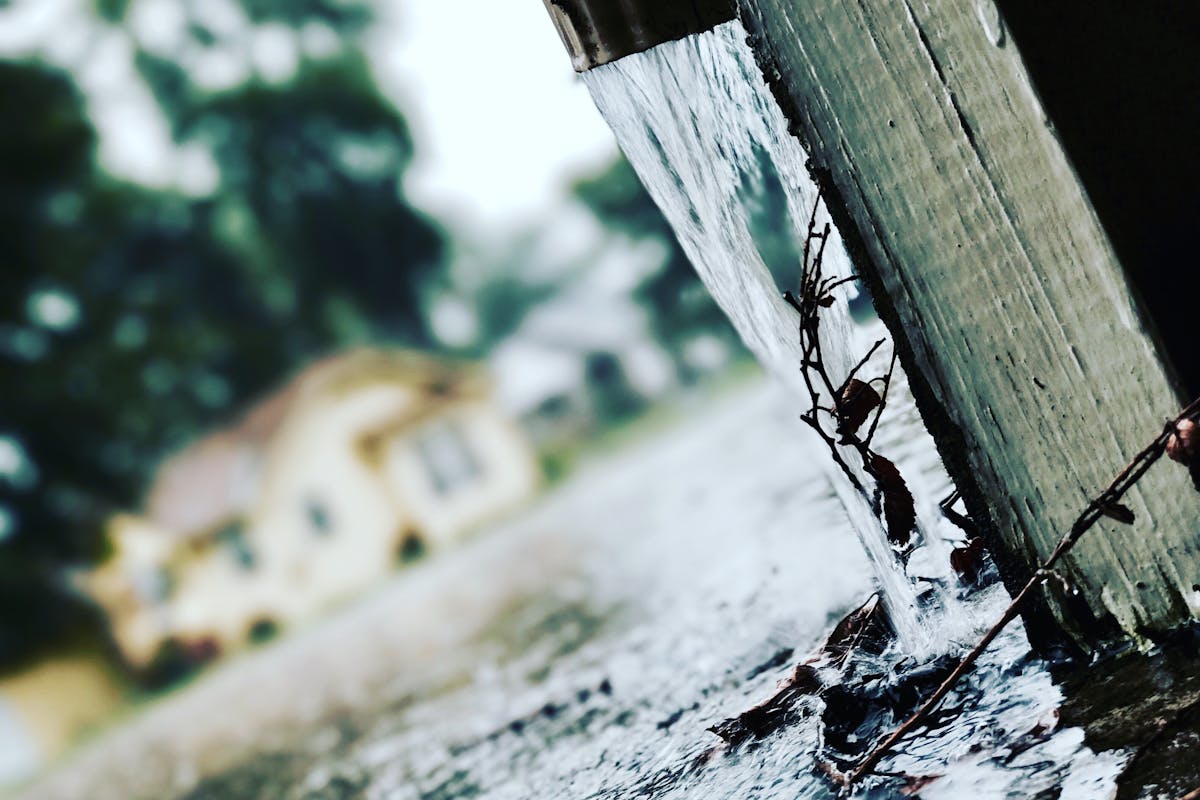 Residential downspout and drainage system on a home exterior